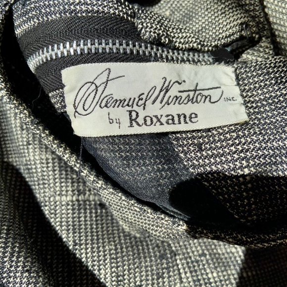 Vintage 960s “Samuel Winston by Roxanne” Grey Houndstooth Mad Men pencil dress - Picture 4 of 4